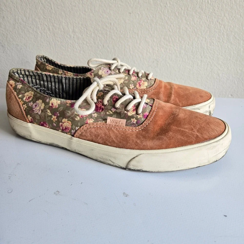 Vans California Era Decon Mens 12 Mocha Bisque Suede Floral Mix Sneakers Low Top